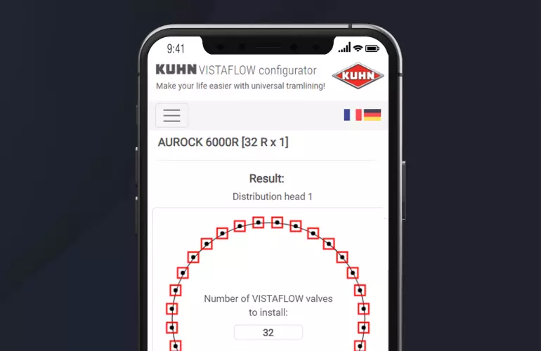 KUHN VISTAFLOW app preview on mobile
