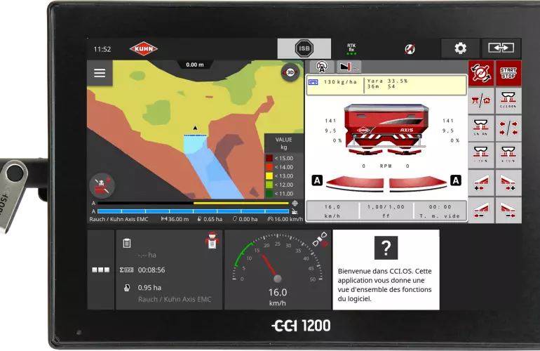 Terminal ISOBUS CCI 1200 con AXIS