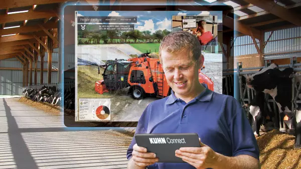La conectividad KUHN CONNECT permite al ganadero y a su concesionario optimizar la utilización y el mantenimiento del SPW Power