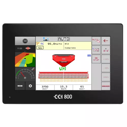 Terminal ISOBUS CCI 800 y pantalla de trabajo con la sembradora VENTA de KUHN