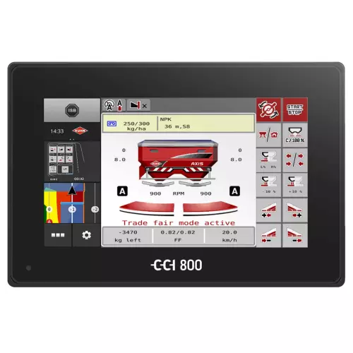 Terminal ISOBUS CCI 800 con pantalla de trabajo para la abonadora AXIS