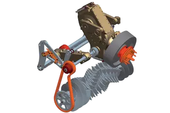 Las cajas de engranajes y los ejes garantizan una máquina perfectamente sincronizada y de fácil mantenimiento.