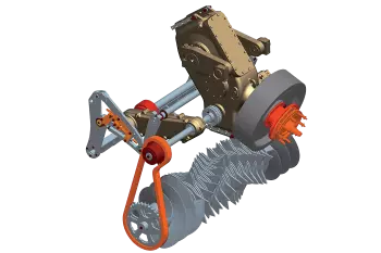 Las cajas de engranajes y los ejes garantizan una máquina perfectamente sincronizada y de fácil mantenimiento.