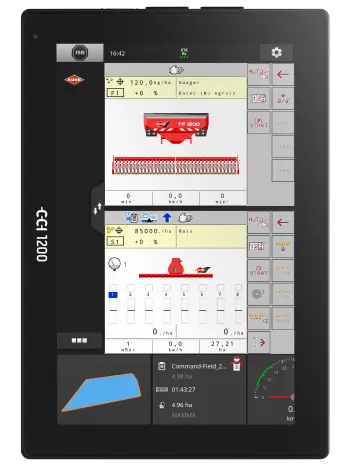Terminal CCI 1200 en vertical con los datos visualizados recolocados automáticamente