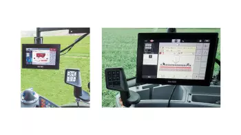 Integra tu innovador joystick ISOBUS CCI A3 cerca del reposabrazos para mayor comodidad en la cabina.