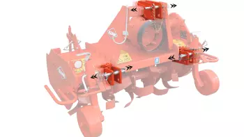 Desplazamiento lateral gradual facilitado por los tres soportes del chasis de la fresadora