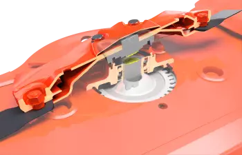 El eje que sostiene el disco se rompe en caso de un impacto violento, protegiendo así los piñones