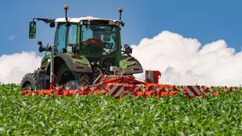 Foto del cultivador binador ROWLINER en maíz en la fase 9 hojas